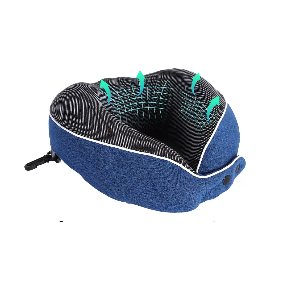 Cojín De Cuello Cómodo, Almohada Viaje Espuma Viscoelástica Azul