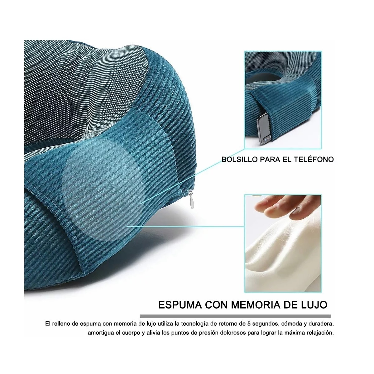 Almohada Cojín Cuello De Viaje,almohada Espuma Viscoelástica