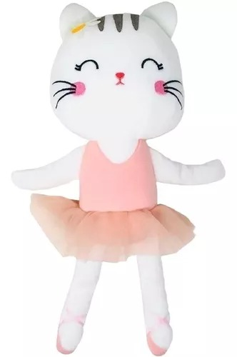 Peluche Suave Bailarina Blanca Tutú Rosa De Gatita Varios Modelos Niñas.