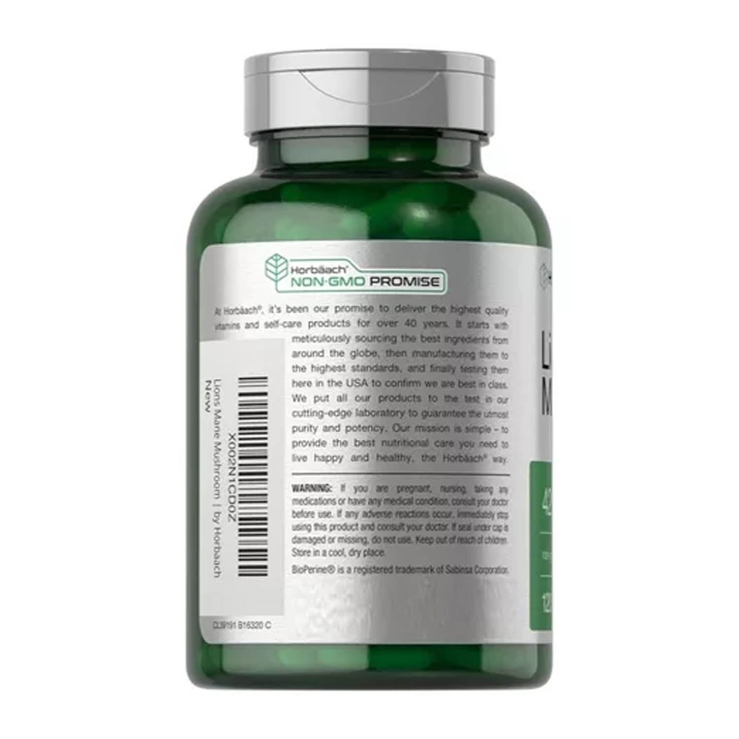 Extrato de Hongo de Melena de Leon 4200mg Horbäach 120 capsulas Lion's Mane Suplemento