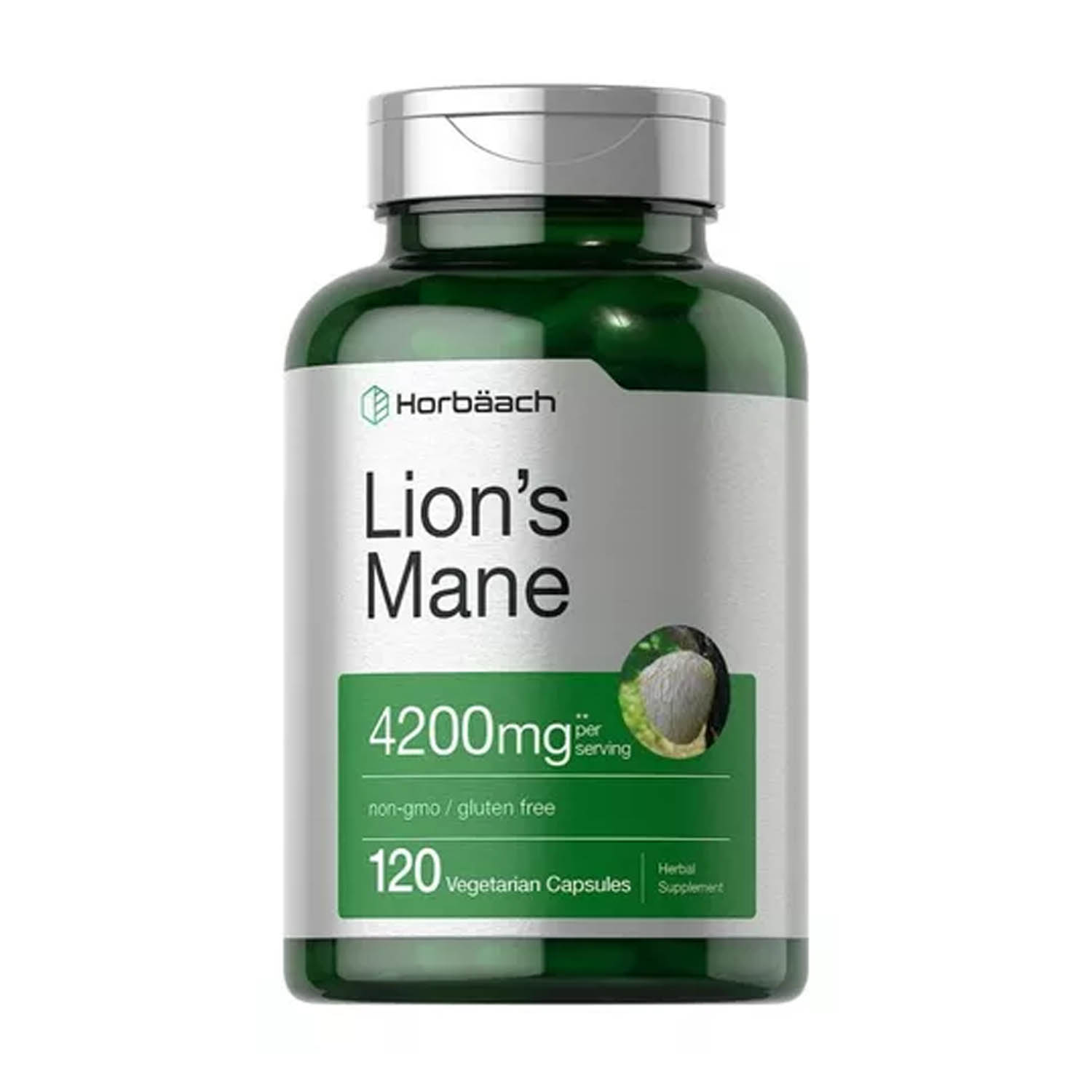 Extrato de Hongo de Melena de Leon 4200mg Horbäach 120 capsulas Lion's Mane Suplemento
