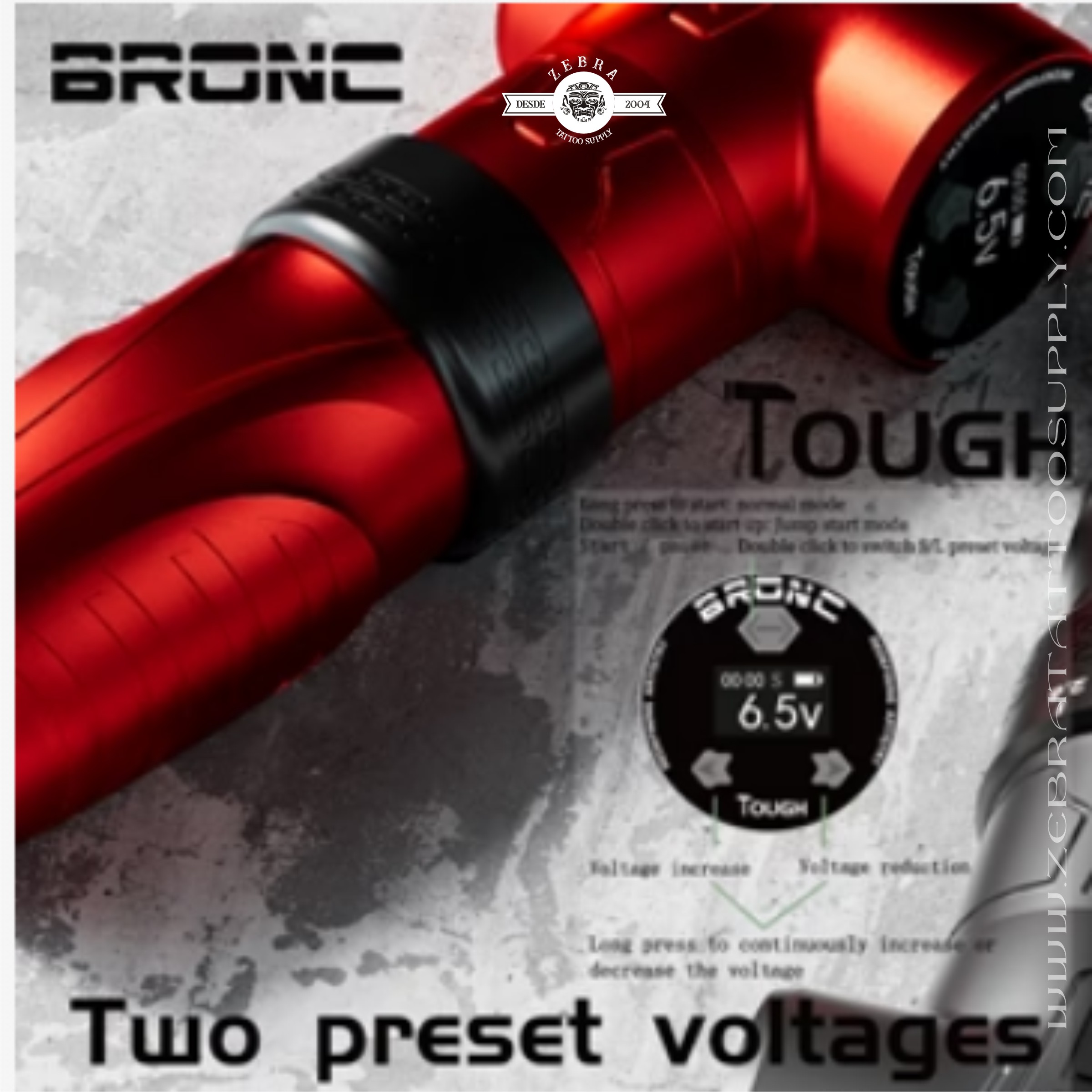 Bronc TOUGH Pen para tatuar inalámbrica con stroke ajustable v13