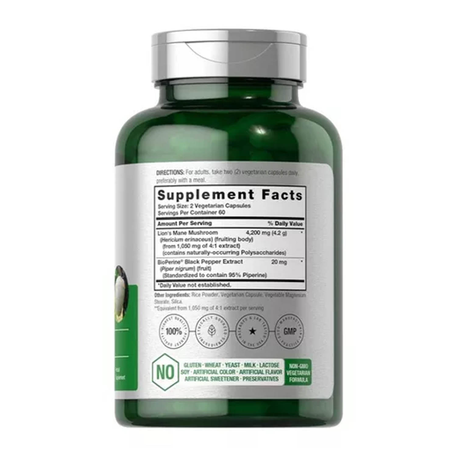 Extrato de Hongo de Melena de Leon 4200mg Horbäach 120 capsulas Lion's Mane Suplemento