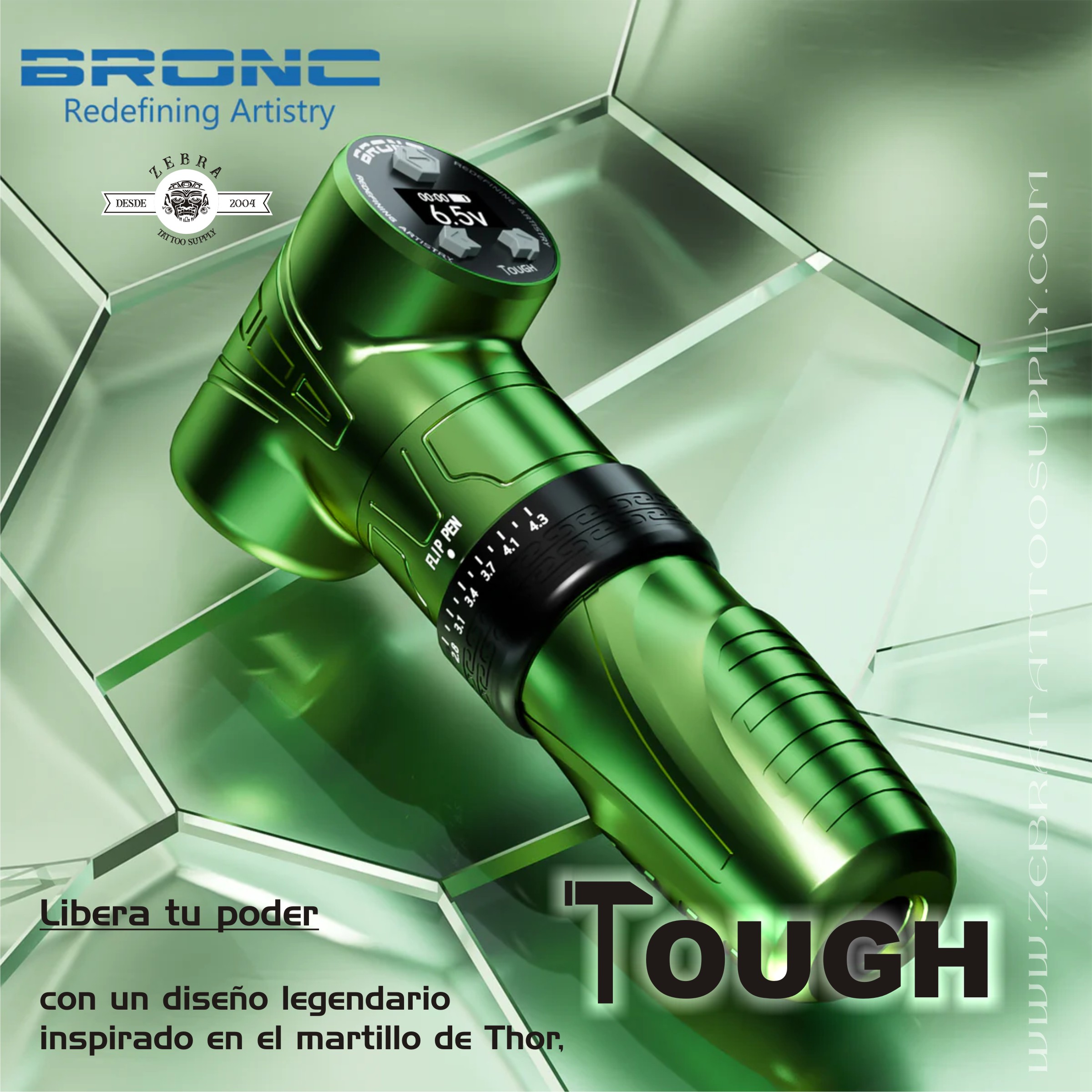Bronc TOUGH Pen para tatuar inalámbrica con stroke ajustable v13