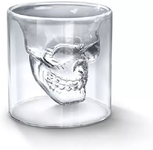 Set De Shots 2 Vasos Cristal Calavera Craneo 13 Cm (2 Pzas).