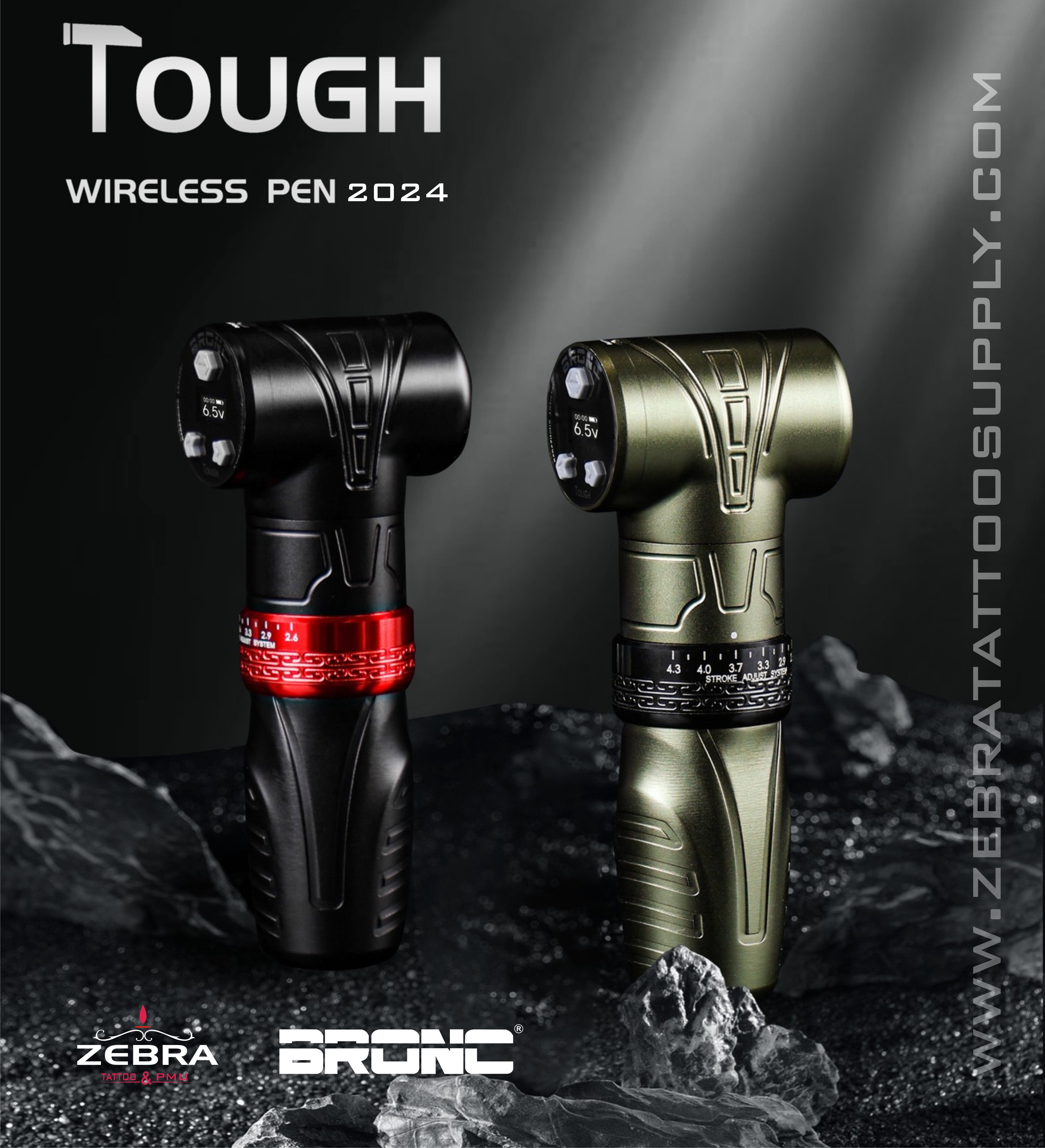 Pen rotativa para tatuajes y estrías Bronc TOUGH stroke ajustable v13
