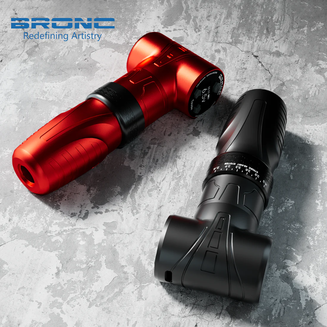 Pen rotativa para tatuajes y estrías Bronc TOUGH stroke ajustable v13