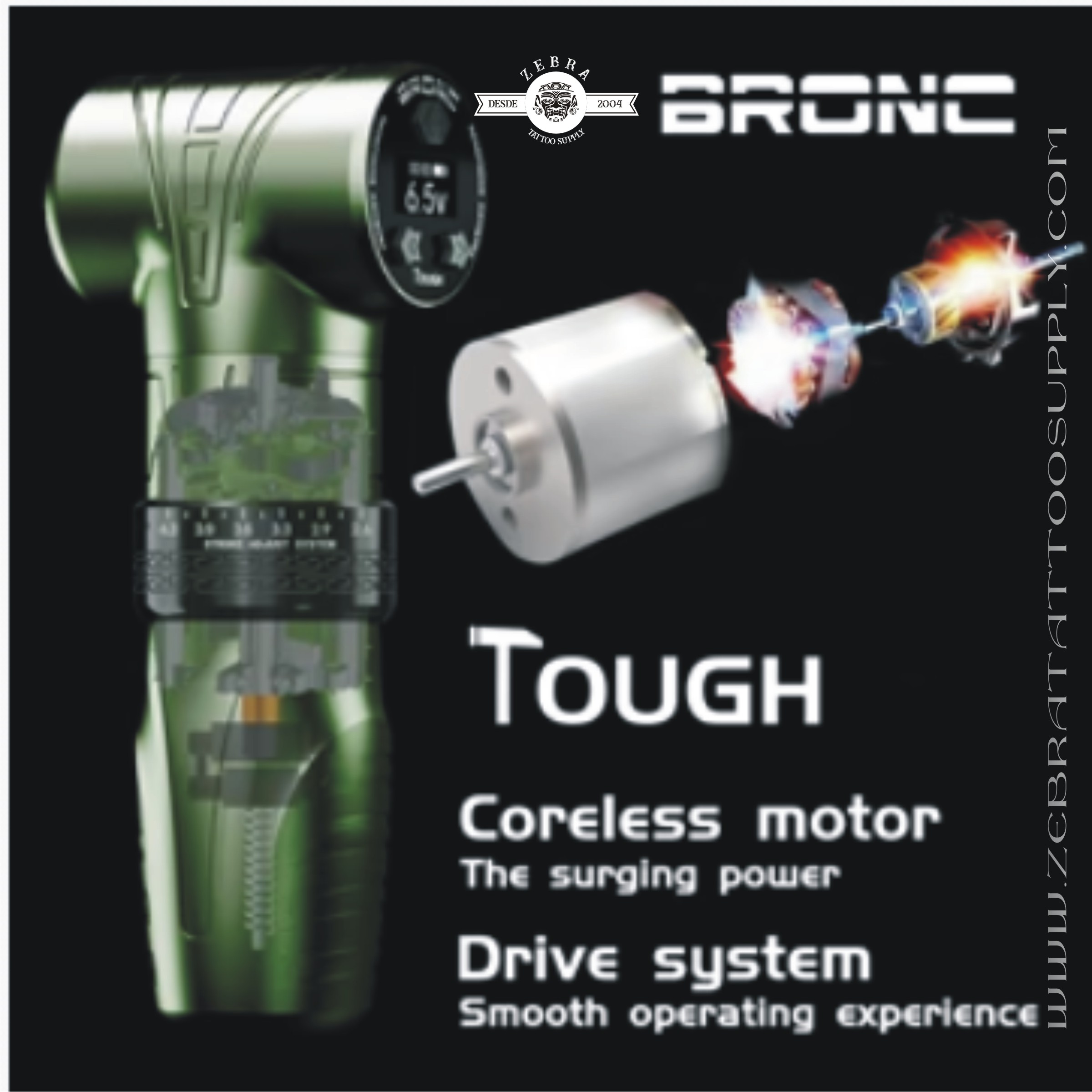 Pen rotativa para tatuajes y estrías Bronc TOUGH stroke ajustable v13