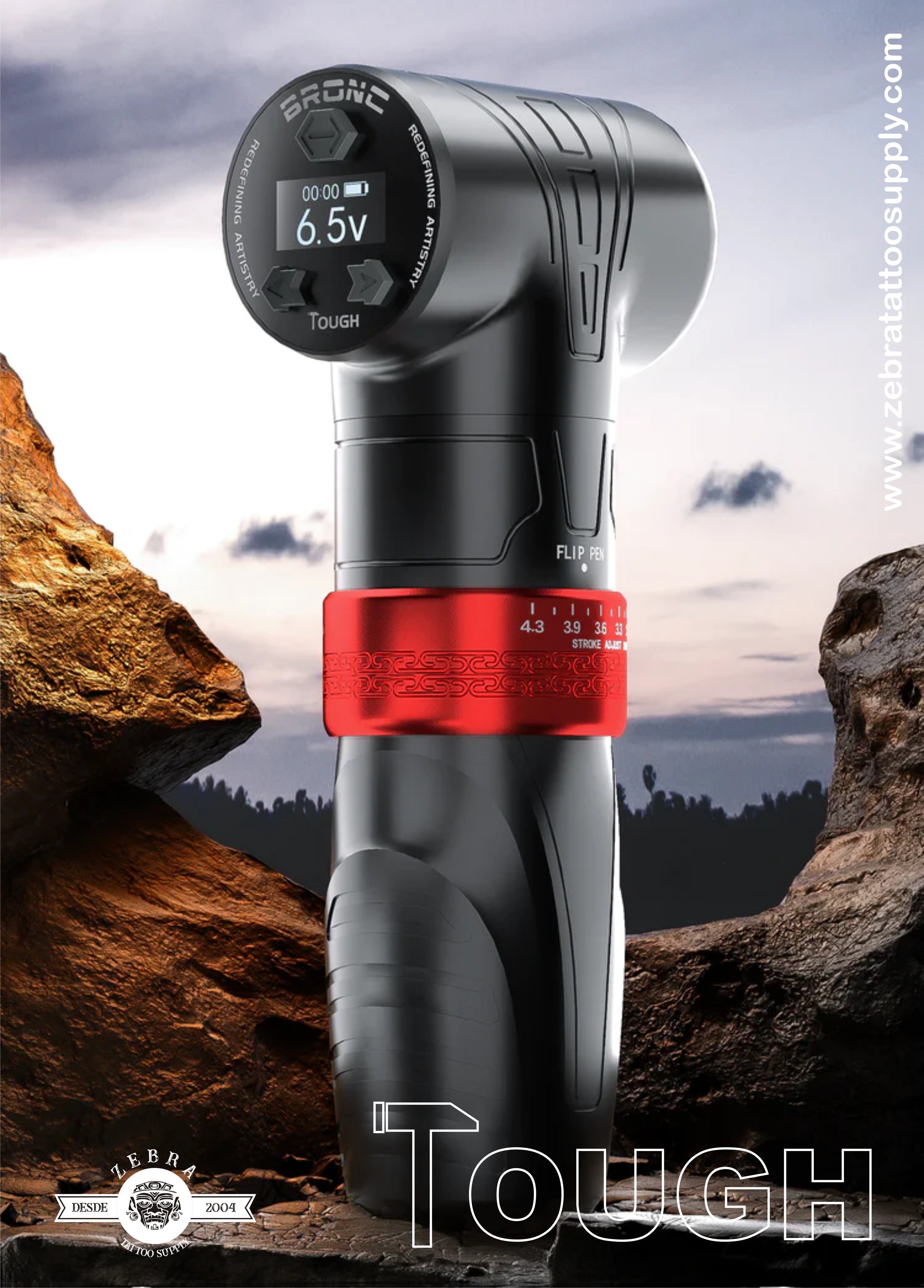 Pen rotativa para tatuajes y estrías Bronc TOUGH stroke ajustable v13