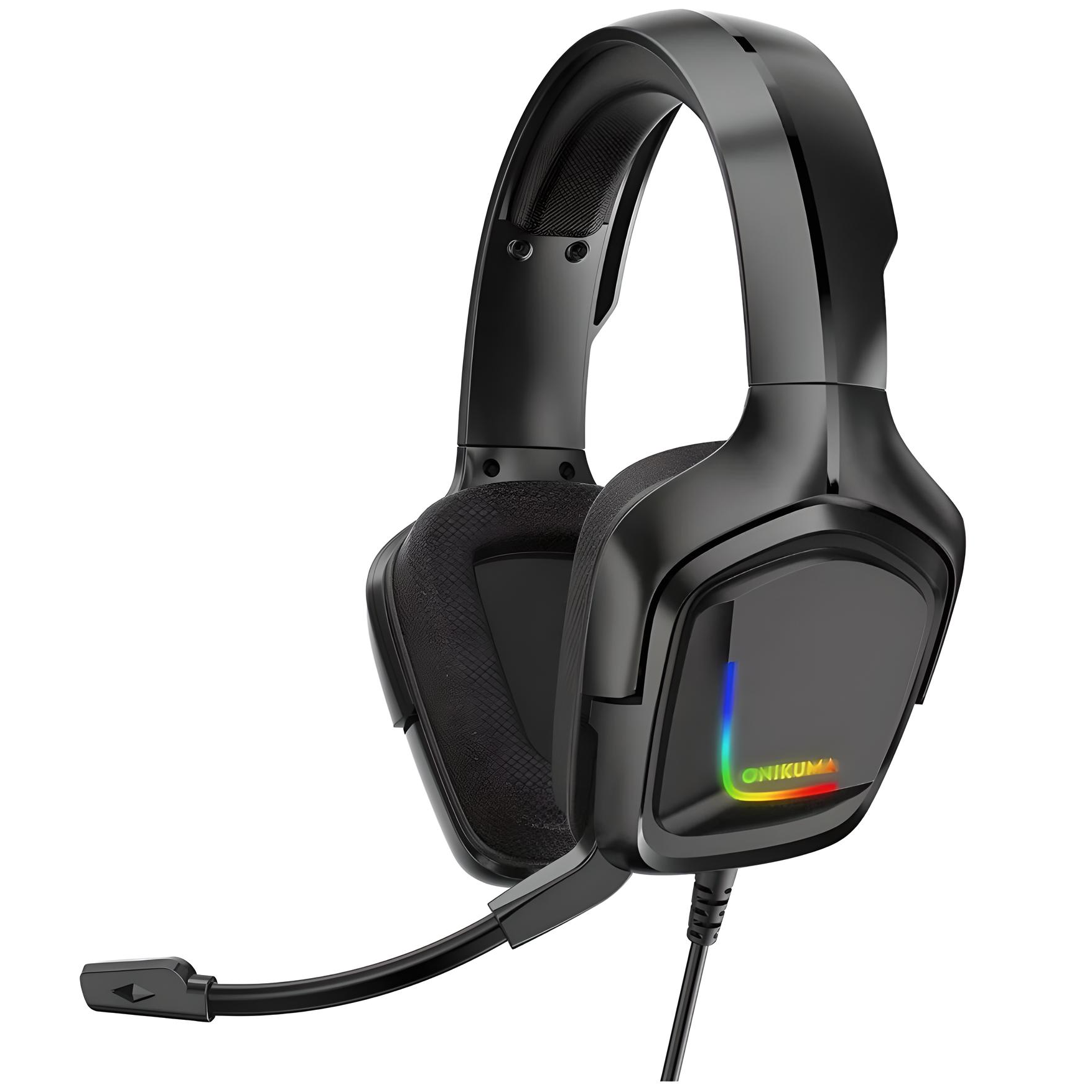 Audífonos gamer Onikuma K20 negro con luz rgb LED