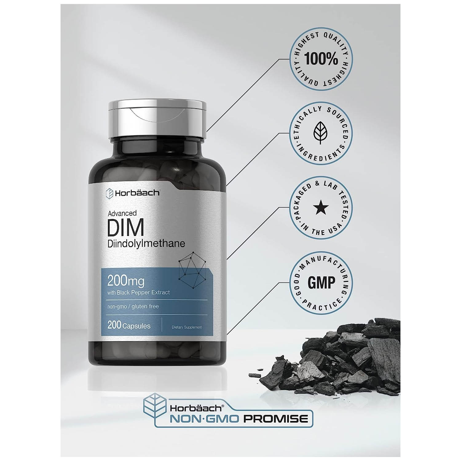 Complejo DIM 200mg Horbäach 200 capsulas Extracto Pimiento Negro