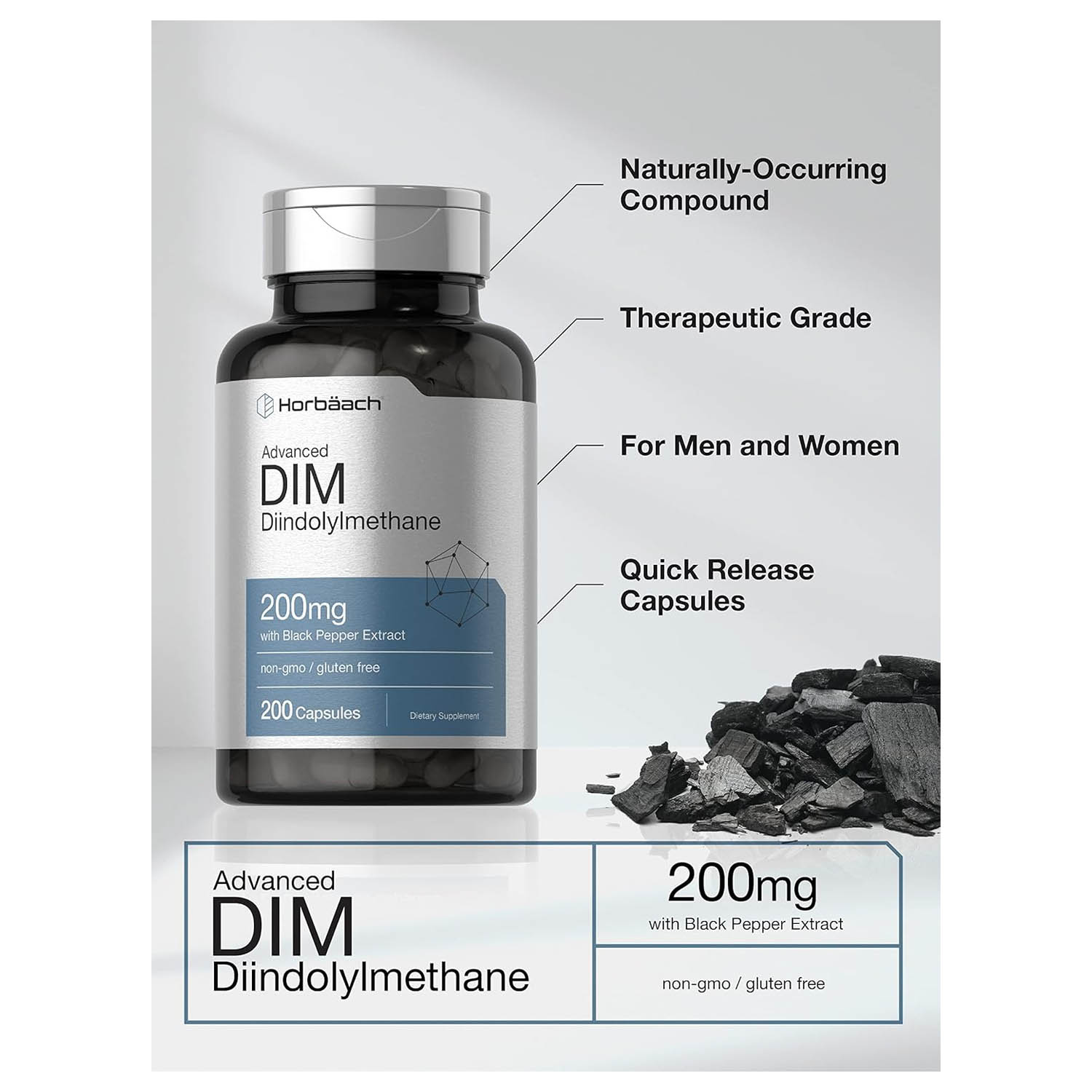 Complejo DIM 200mg Horbäach 200 capsulas Extracto Pimiento Negro