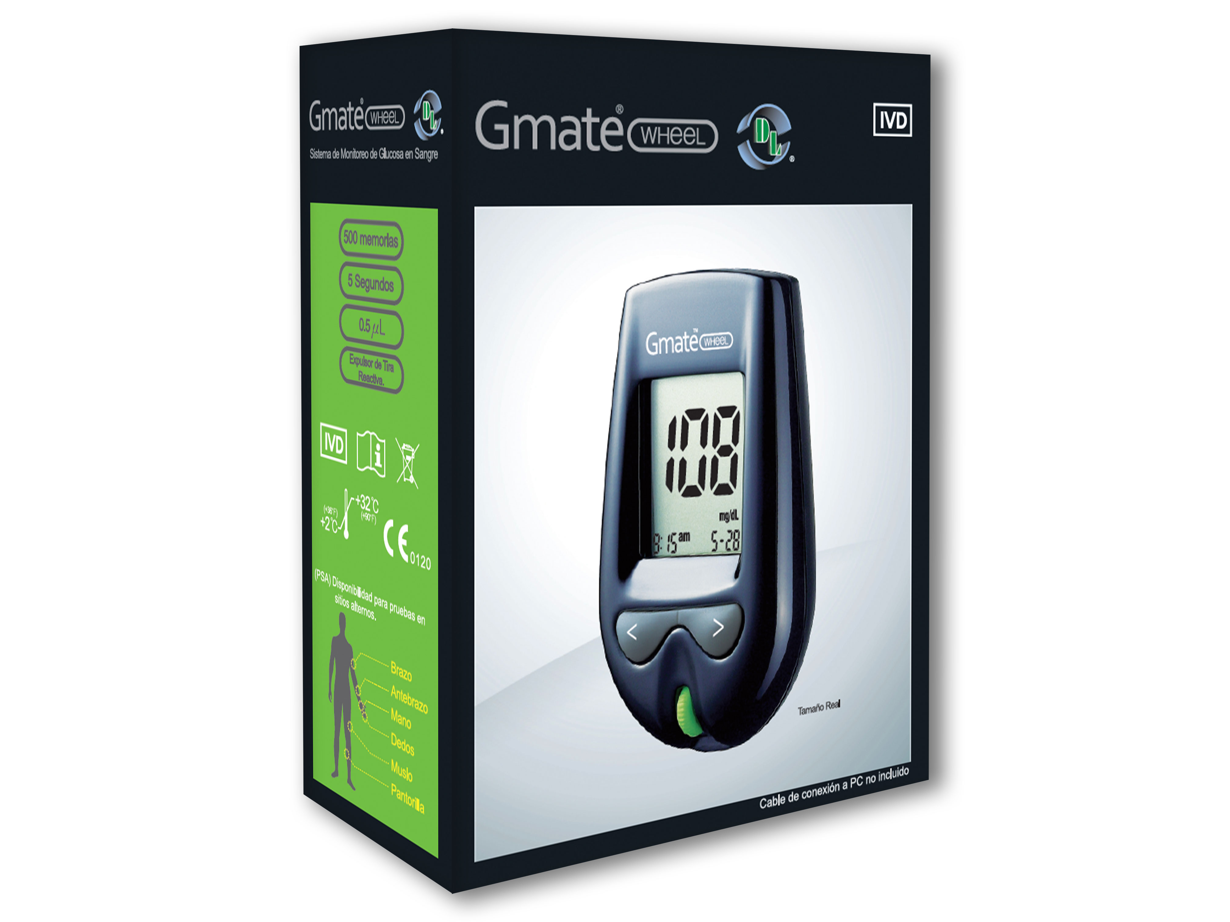 Glucómetro Gmate Wheel Kit con accesorios incluidos, medidor de glucosa en sangre portatil