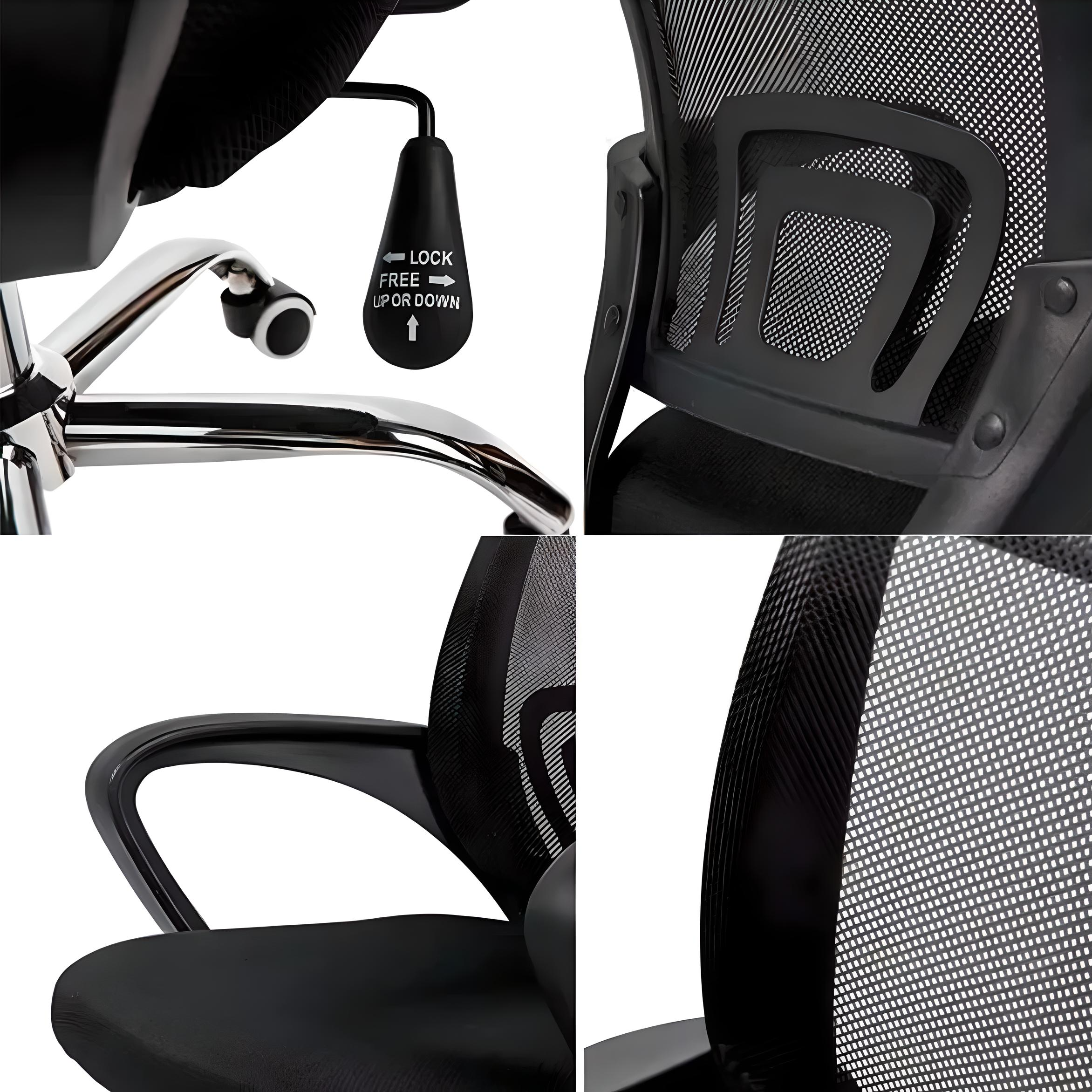 Silla De Oficina Escritorio Ergonómica Soporte Lumbar Básica Color Negro