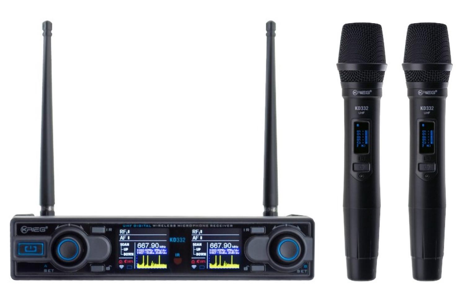 Micrófono Inalámbrico Krieg Uhf Doble Mano Mod. Kd-332