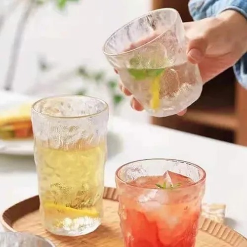 4 Vasos De Vidrio Diseño De Glaciar Para Agua O Bebidas