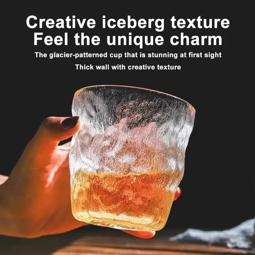 4 Vasos De Vidrio Diseño De Glaciar Para Agua O Bebidas