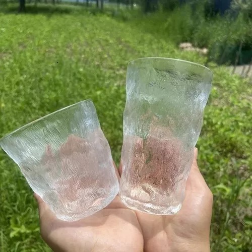 4 Vasos De Vidrio Diseño De Glaciar Para Agua O Bebidas