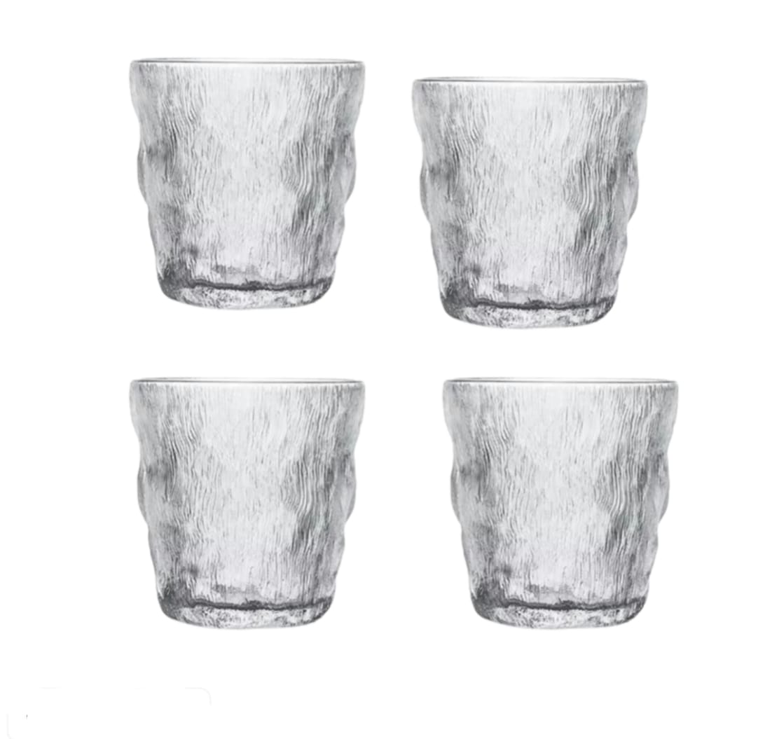 4 Vasos De Vidrio Diseño De Glaciar Para Agua O Bebidas