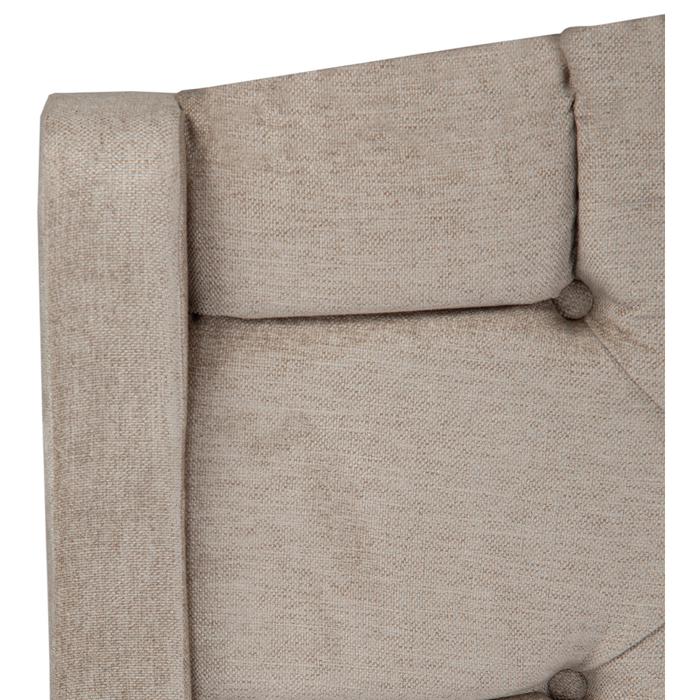 Cabecera Matrimonial Dicasa Sitka Color Arena Con Sábanas Royal Gris, Almohada Royal y Protector Cloud.