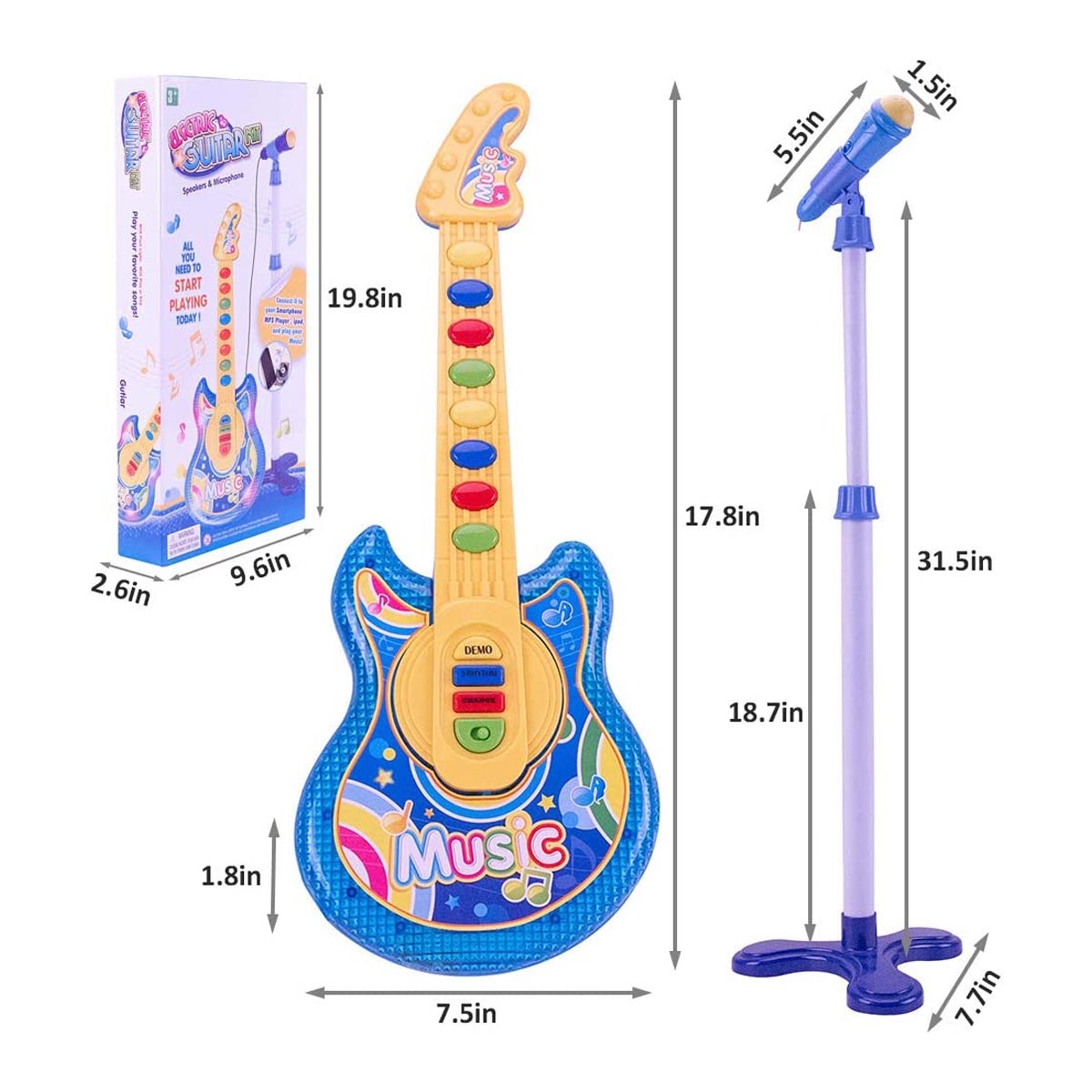 Guitarra Con Microfono Comadre Lee Para Niños .