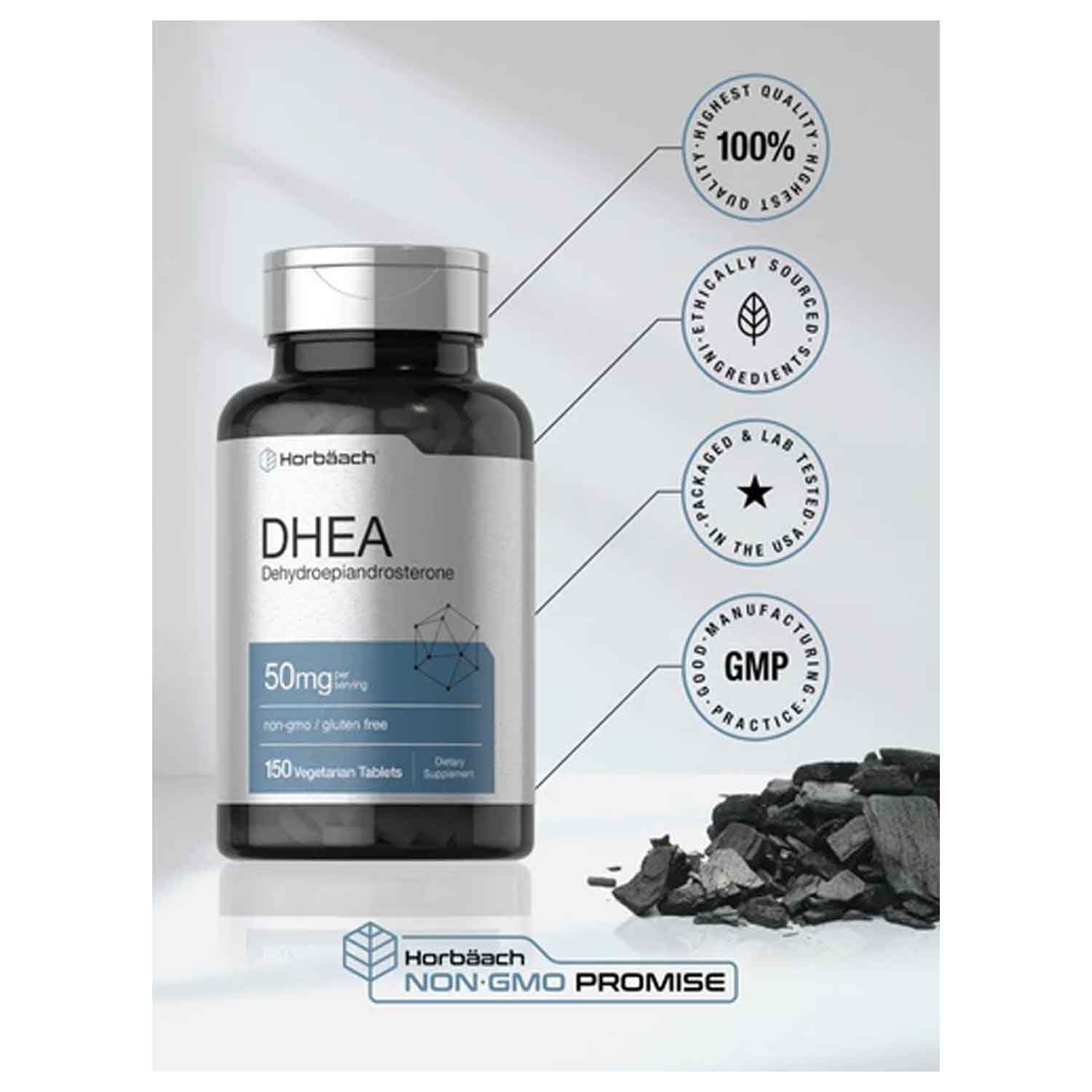 DHEA 100mg Horbäach 200 caps Suplemento Metabolismo Libido 