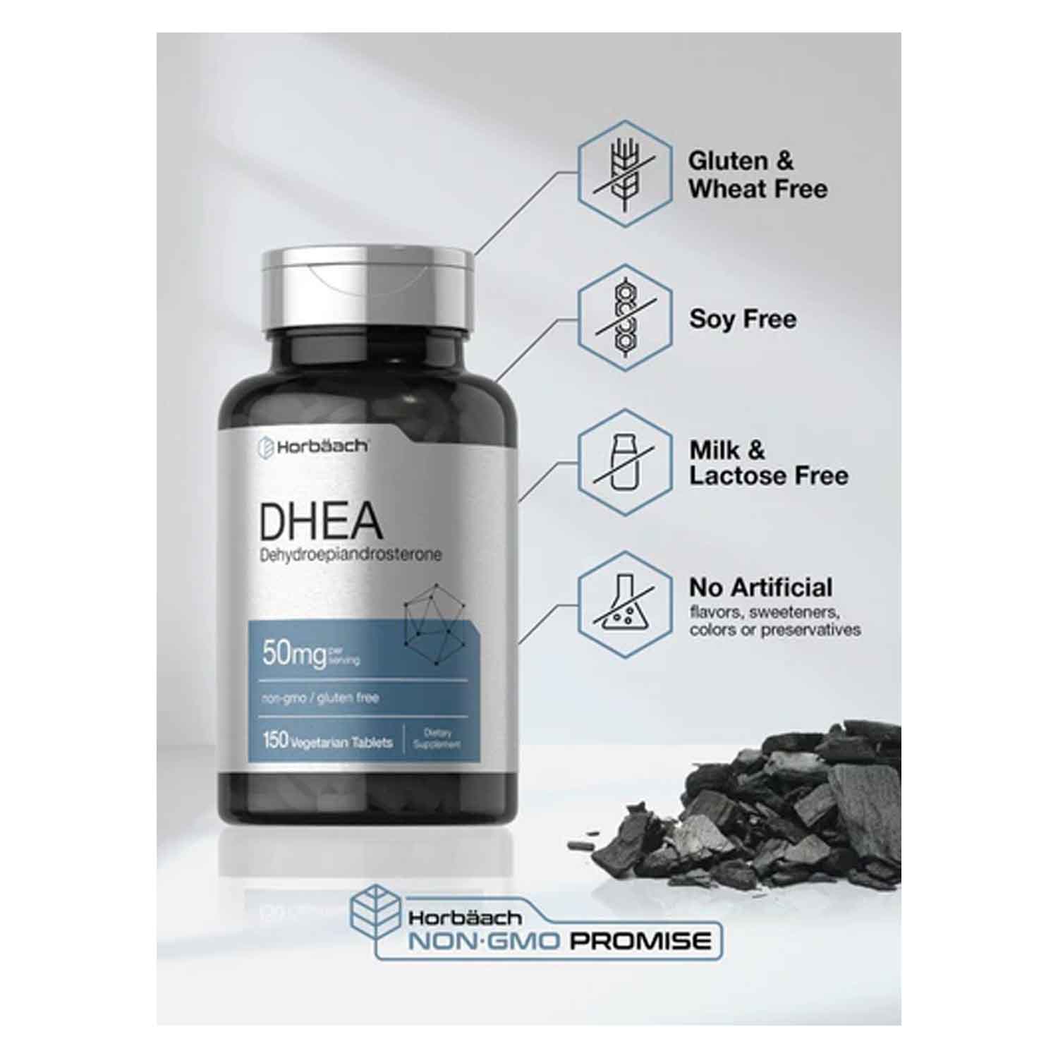 DHEA 100mg Horbäach 200 caps Suplemento Metabolismo Libido 
