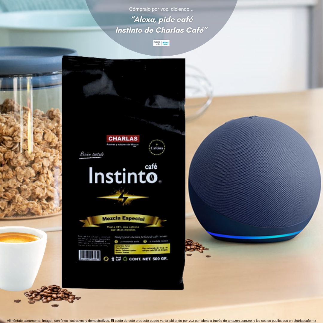 Café Instinto. Charlas Café®. Más Cafeína. Mezcla Arábica y Robusta 500 grs.