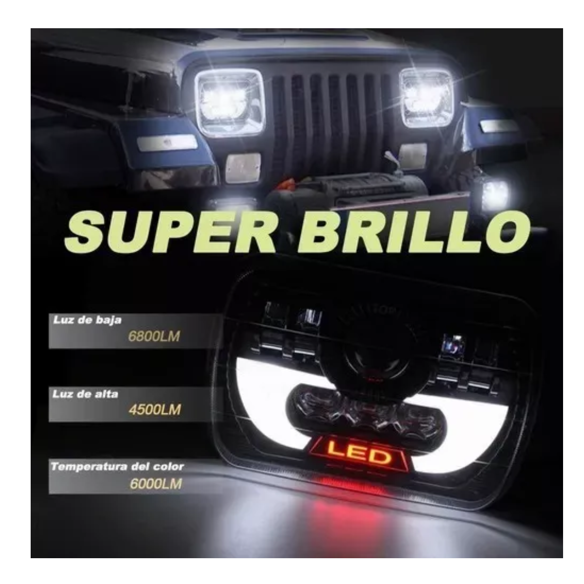 Faros Led De Luz Alta, Baja Para Camioneta Jeep