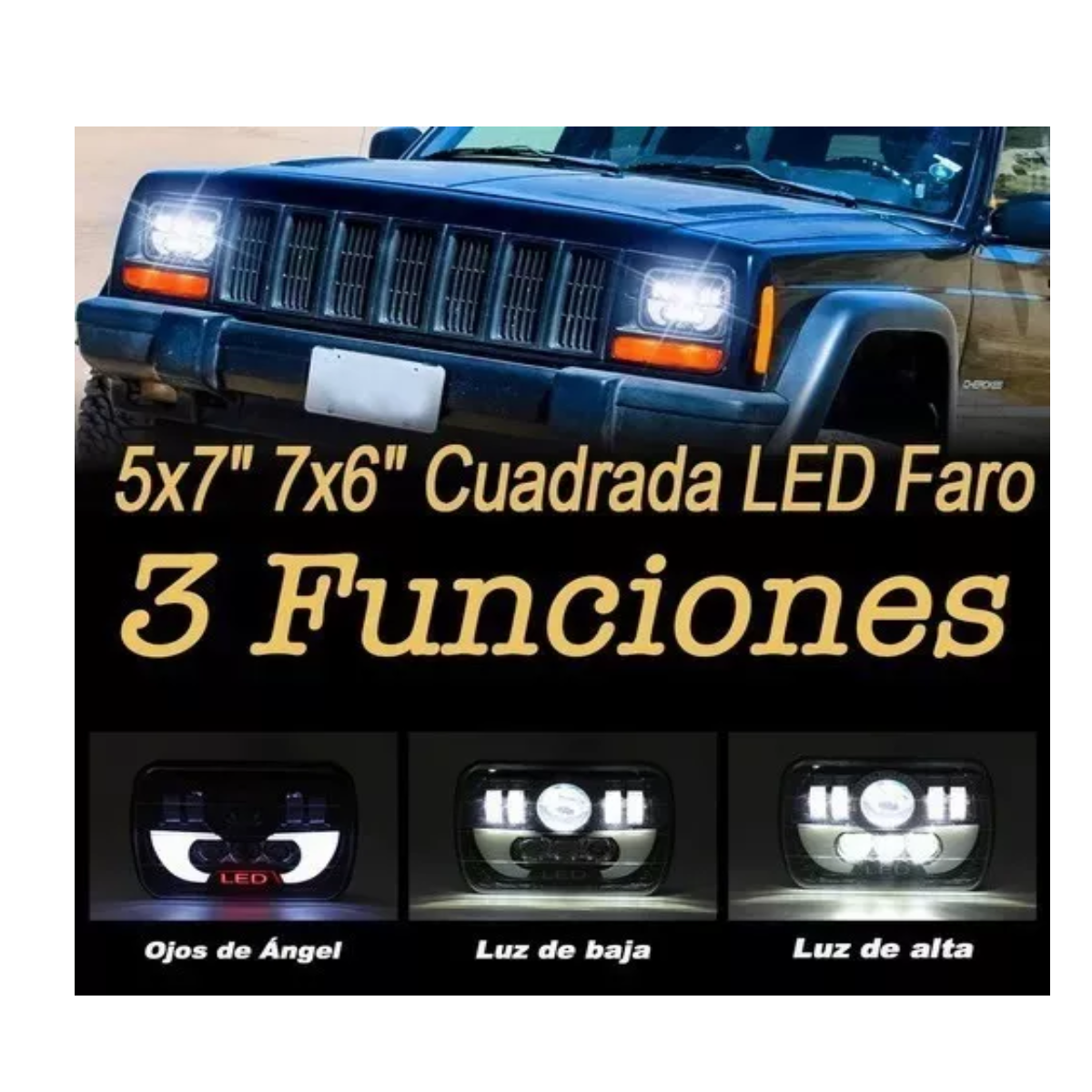 Faros Led De Luz Alta, Baja Para Camioneta Jeep