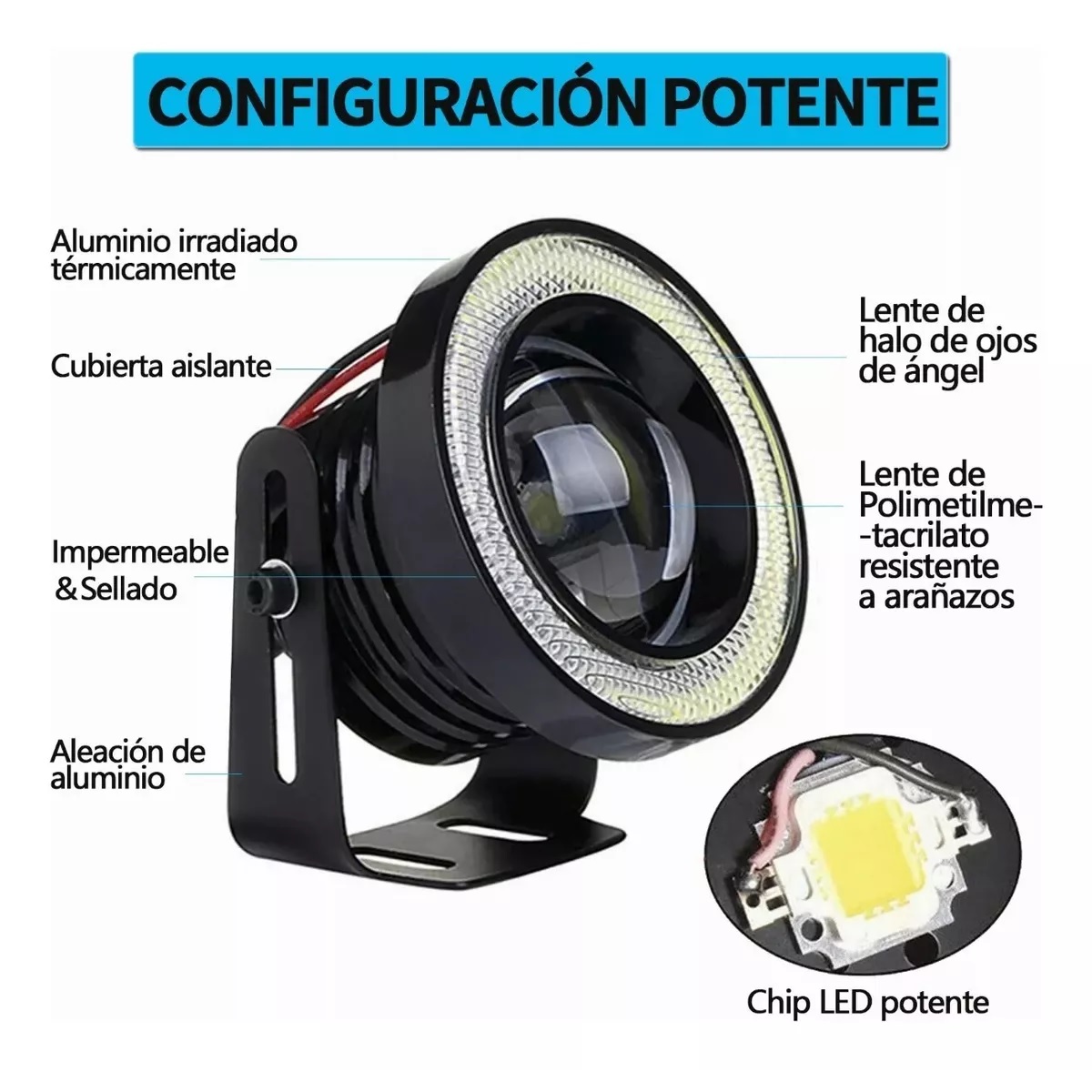 2pz Faros Antiniebla 3.5¨ Auxiliares Ojo De Angel Color Auto Rojo