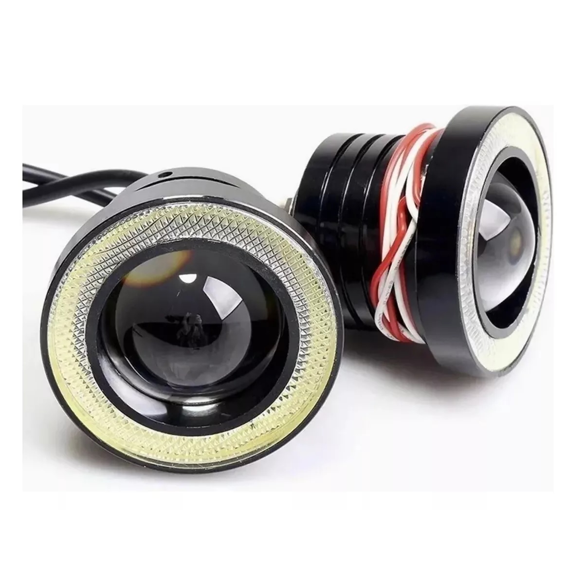 2pz Faros Antiniebla 3.5¨ Auxiliares Ojo De Angel Color Auto Rojo