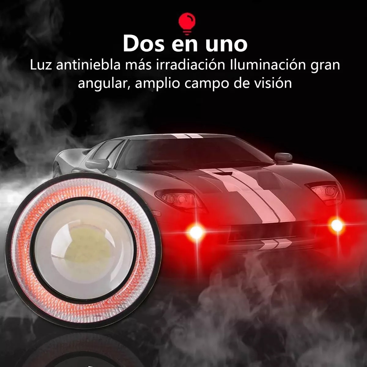 2pz Faros Antiniebla 3.5¨ Auxiliares Ojo De Angel Color Auto Rojo