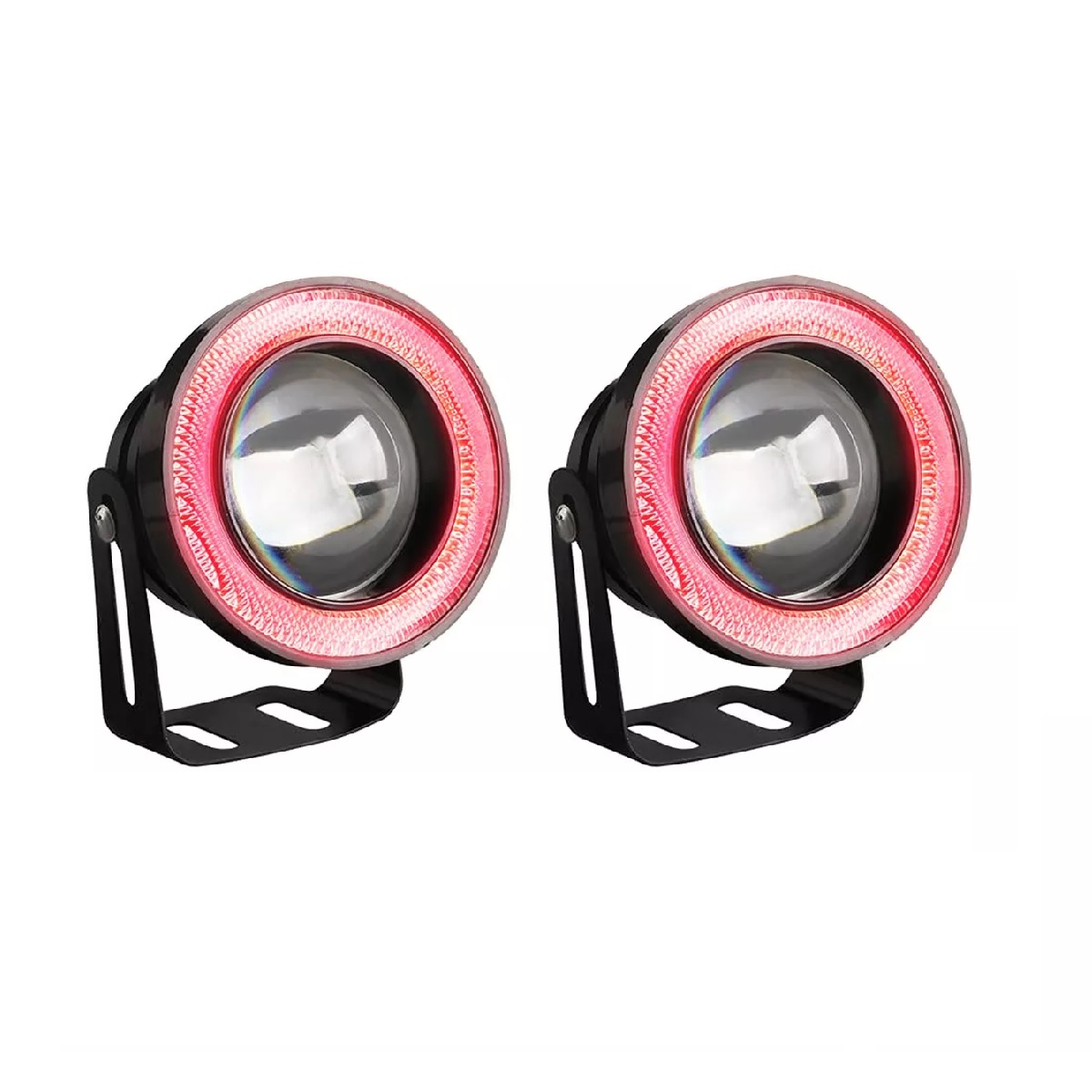 2pz Faros Antiniebla 3.5¨ Auxiliares Ojo De Angel Color Auto Rojo