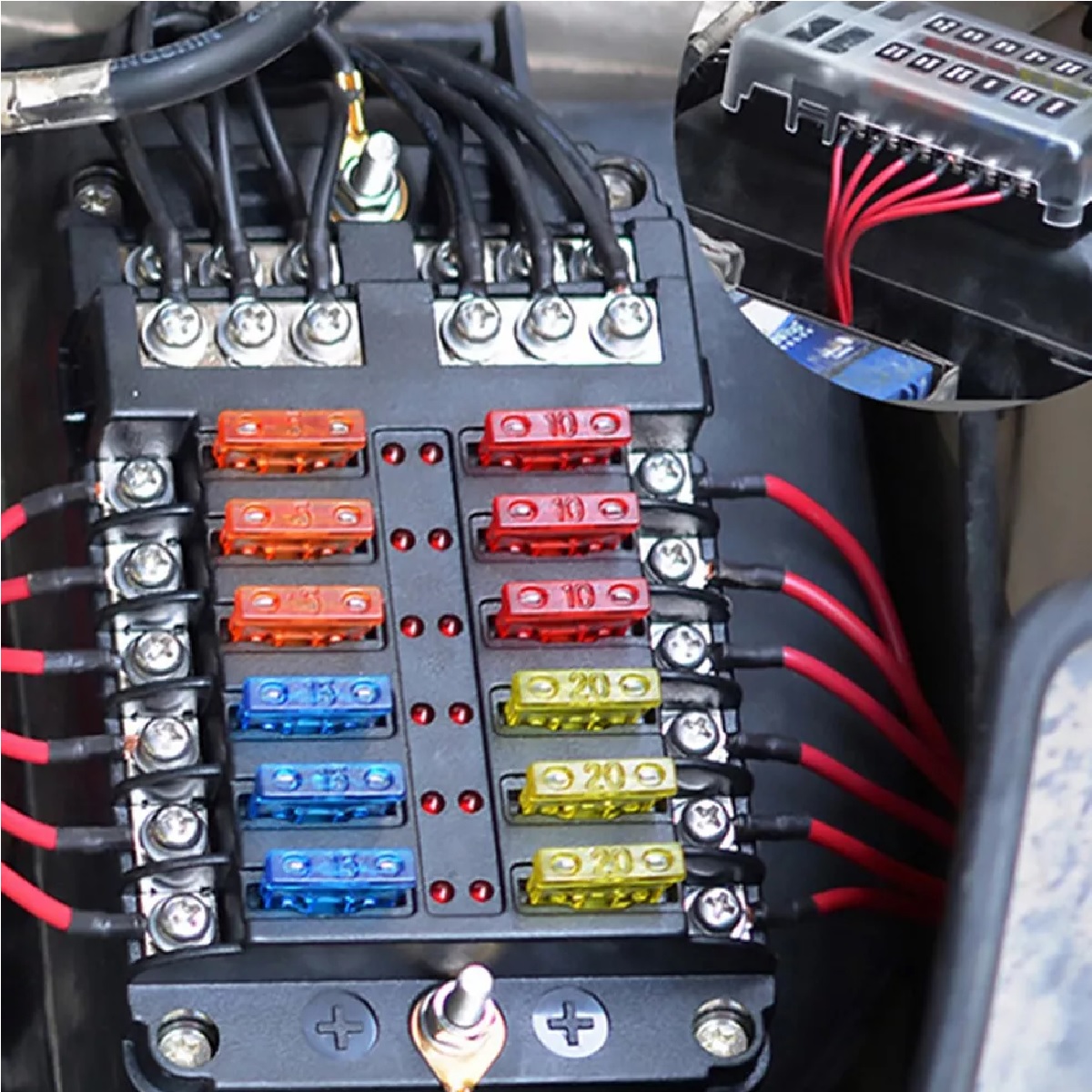 Caja De Fusibles Con Bus Negativo, Bloque Portafusibles
