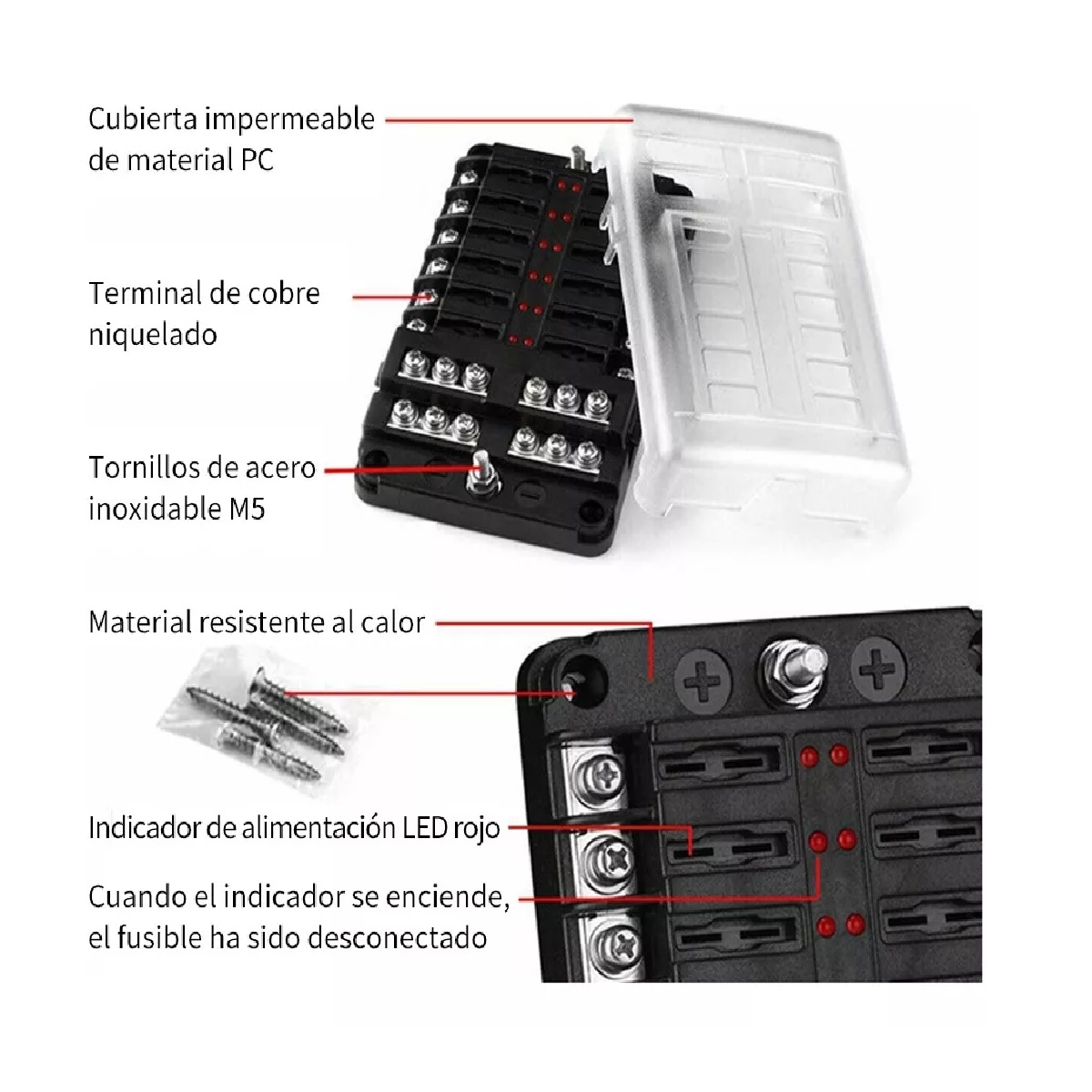 Caja De Fusibles Con Bus Negativo, Bloque Portafusibles