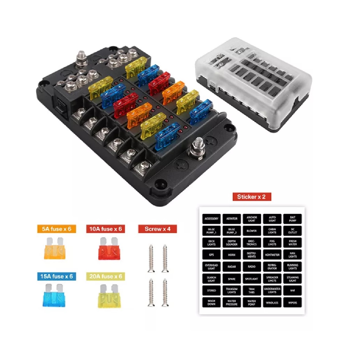 Caja De Fusibles Con Bus Negativo, Bloque Portafusibles