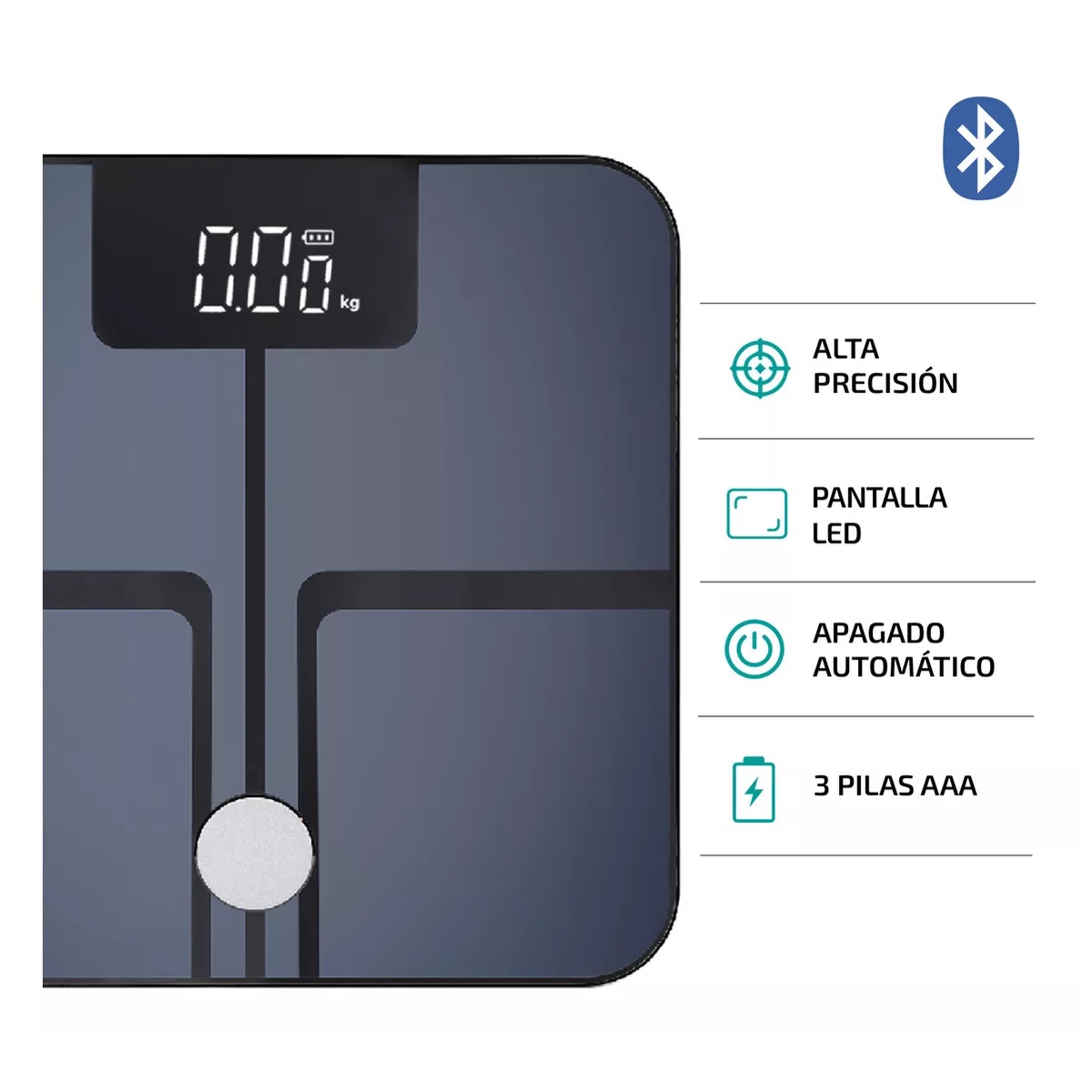 Bascula Digital Inteligente Bluetooth 180 Kg Negro