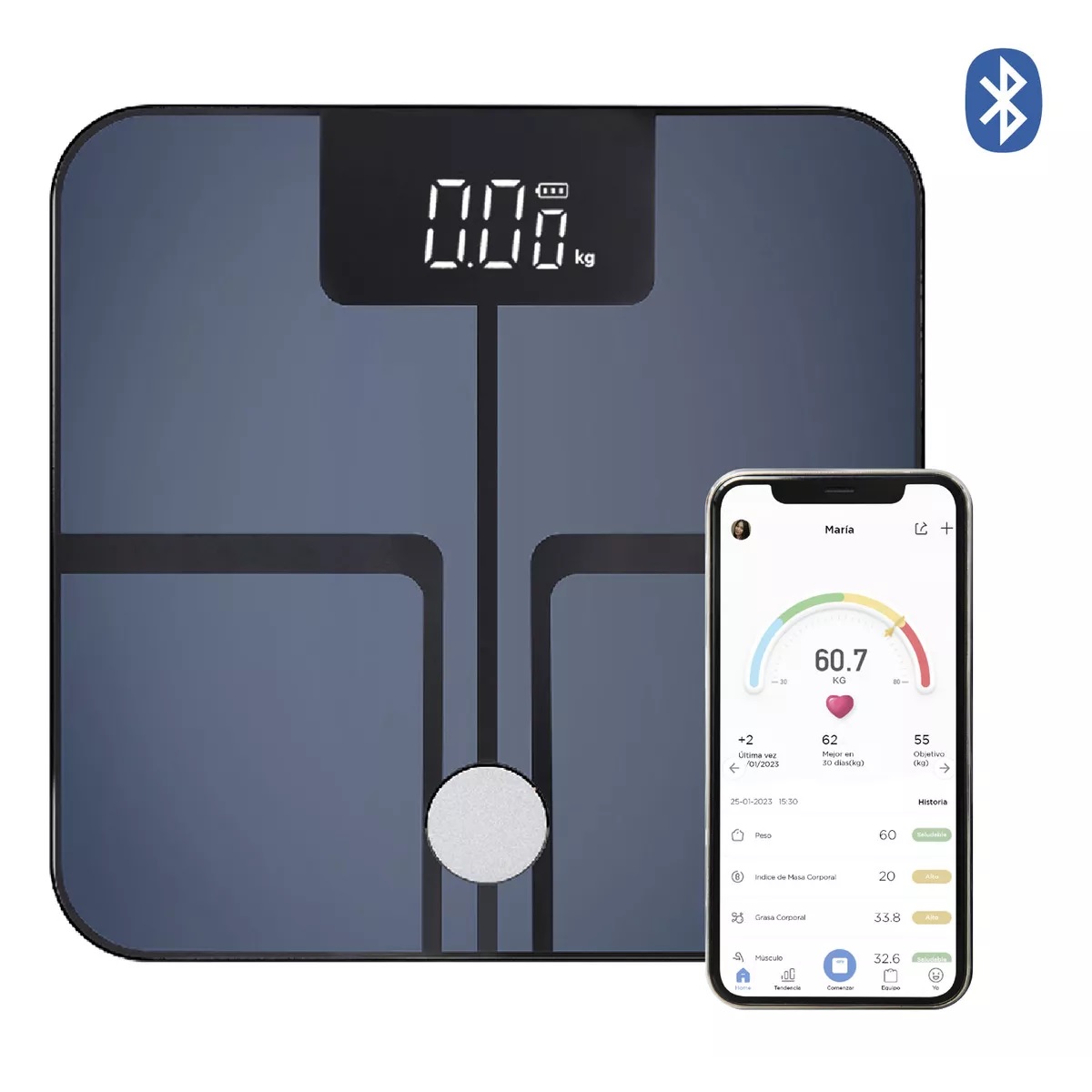 Bascula Digital Inteligente Bluetooth 180 Kg Negro