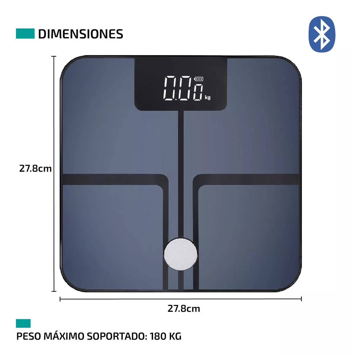 Bascula Digital Inteligente Bluetooth 180 Kg Negro