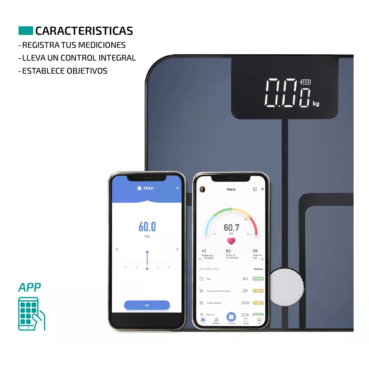 Bascula Digital Inteligente Bluetooth 180 Kg Negro