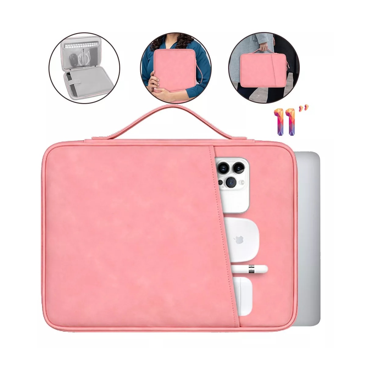 Maletin Para Laptop Impermeable Funda Para Tableta Rosa 10.8-11Plg