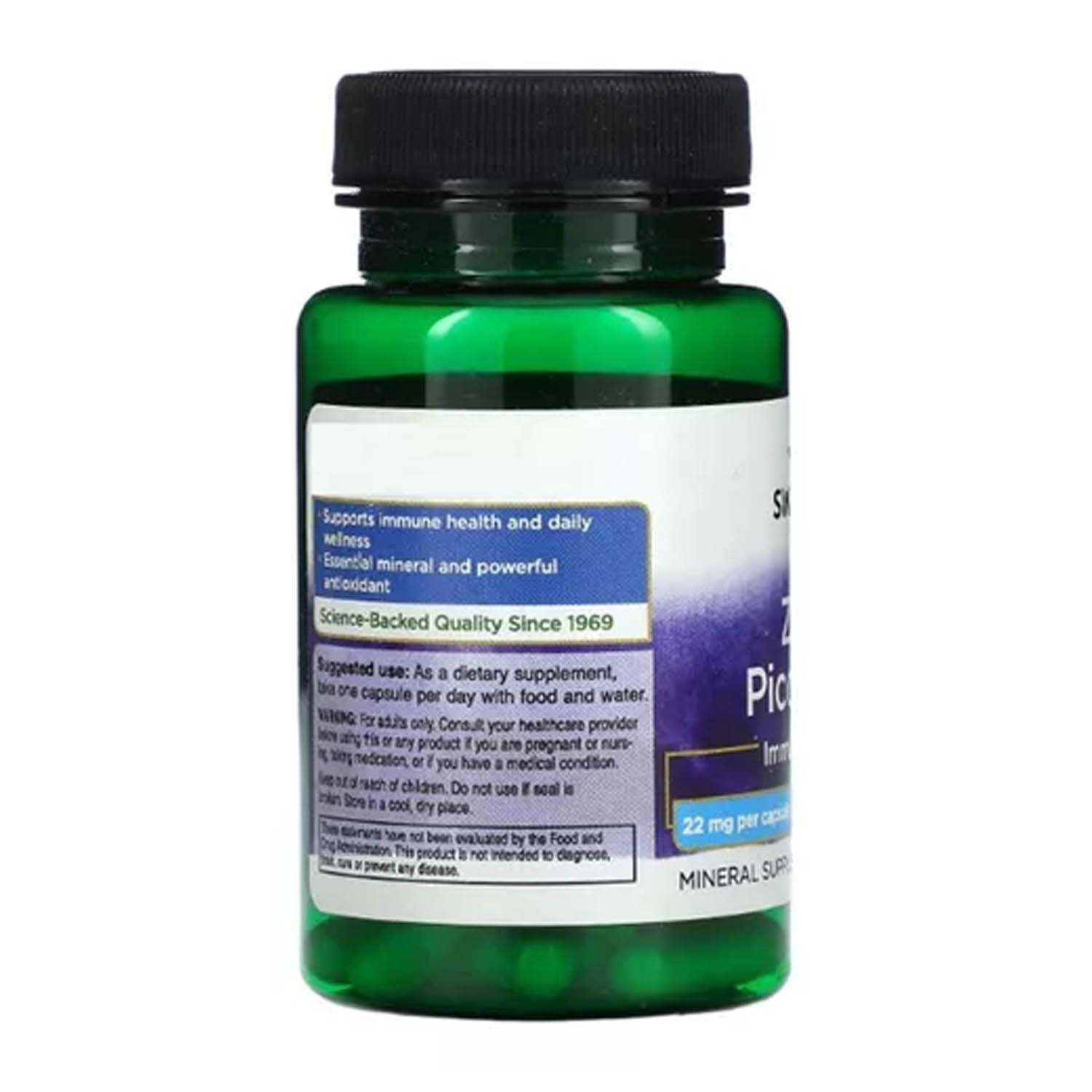 Zinc Picolinato 22mg Swanson 60 caps Potencia Inmunidad Salud