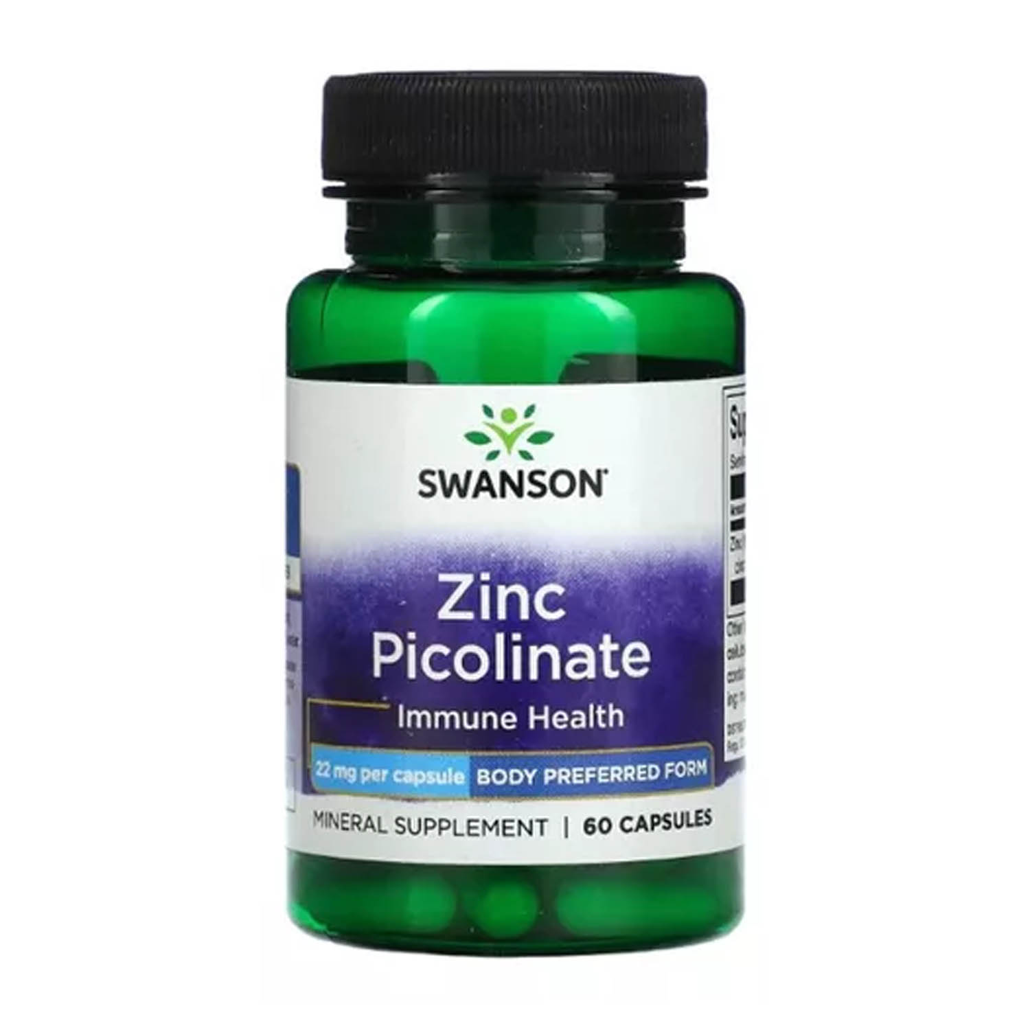 Zinc Picolinato 22mg Swanson 60 caps Potencia Inmunidad Salud
