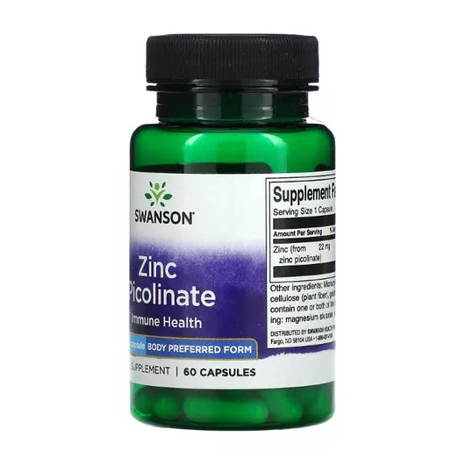 Zinc Picolinato 22mg Swanson 60 caps Potencia Inmunidad Salud