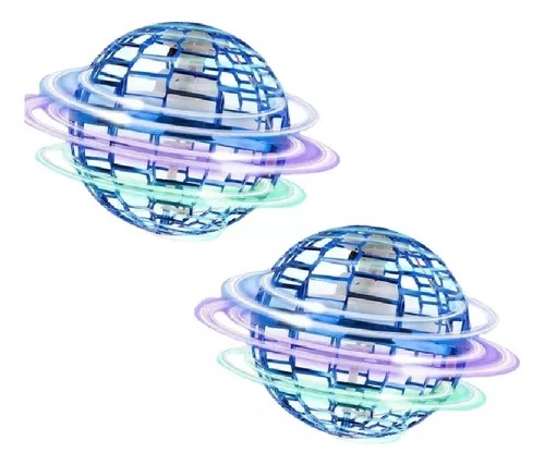 2 Pelotas Voladoras Azules Mágicas Luces Led Giratorias Recargable
