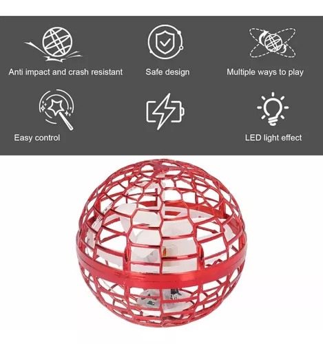 2 Pelotas Voladoras Rojas Mágicas Luces Led Giratorias Recargable