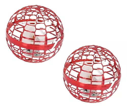 2 Pelotas Voladoras Rojas Mágicas Luces Led Giratorias Recargable