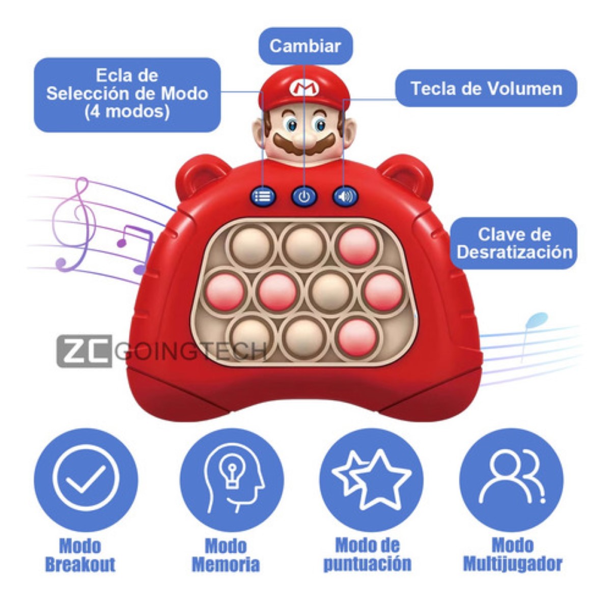 Juguete Pop It Push Antiestrés Y Educativo Español rojo mario bros