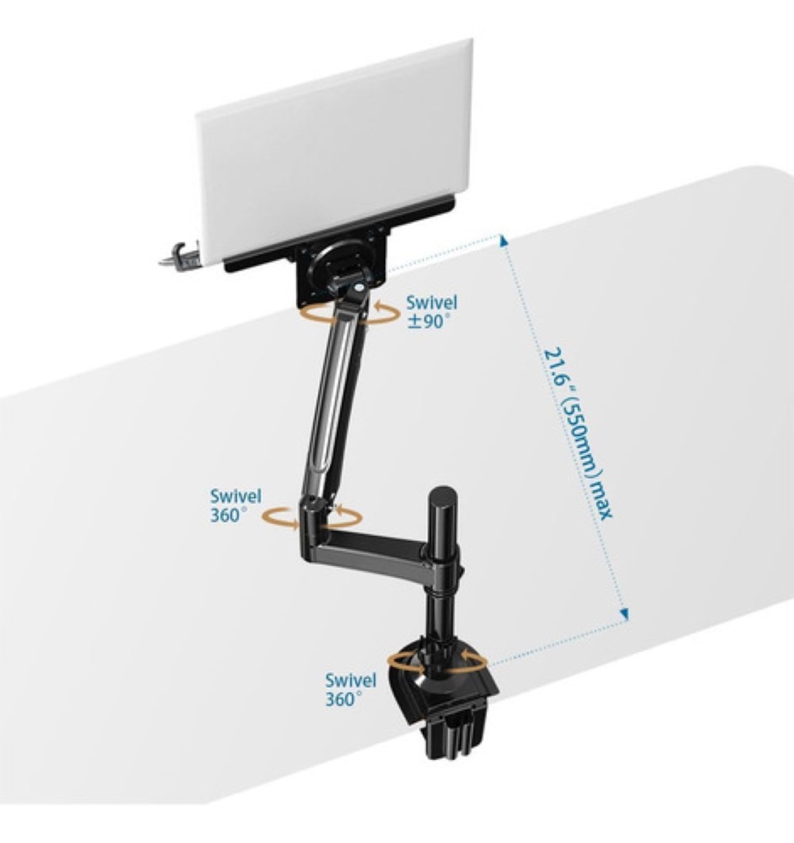Soporte Monitor De Brazo Ergonómico Para Laptop 10 A 17 Negro